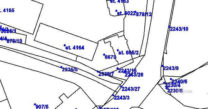 Parcela st. 6670 v KÚ Beroun, Katastrální mapa