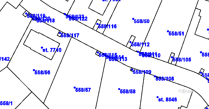 Parcela st. 558/114 v KÚ Beroun, Katastrální mapa