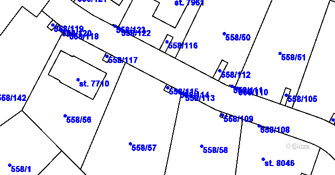 Parcela st. 558/115 v KÚ Beroun, Katastrální mapa