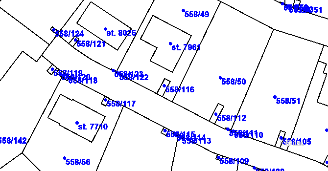 Parcela st. 558/116 v KÚ Beroun, Katastrální mapa