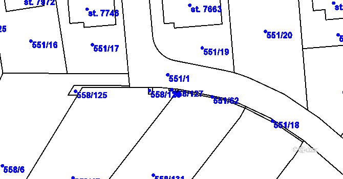Parcela st. 558/127 v KÚ Beroun, Katastrální mapa