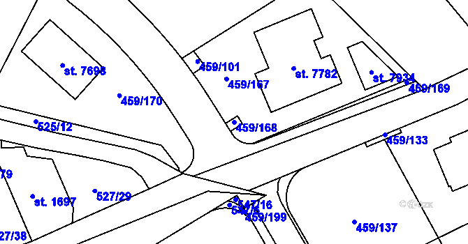 Parcela st. 459/168 v KÚ Beroun, Katastrální mapa