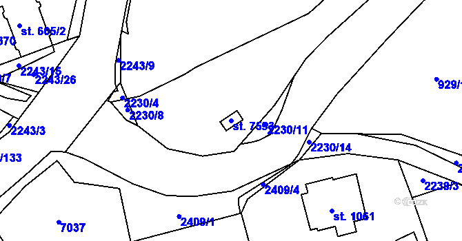 Parcela st. 7593 v KÚ Beroun, Katastrální mapa