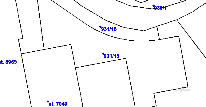 Parcela st. 931/15 v KÚ Beroun, Katastrální mapa