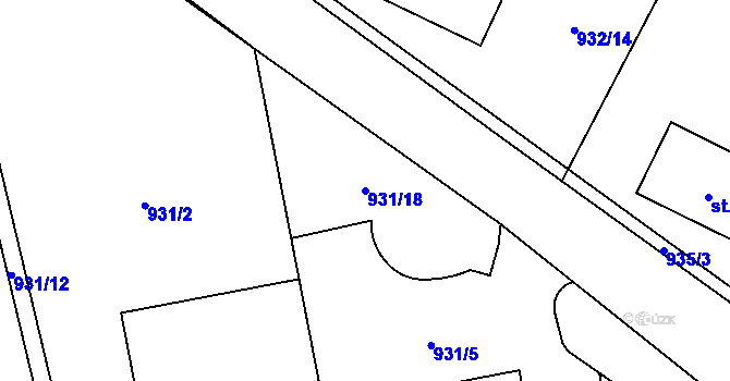 Parcela st. 931/18 v KÚ Beroun, Katastrální mapa