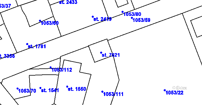 Parcela st. 7621 v KÚ Beroun, Katastrální mapa