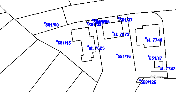 Parcela st. 7625 v KÚ Beroun, Katastrální mapa