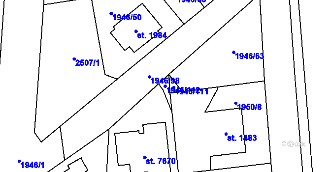 Parcela st. 1946/112 v KÚ Beroun, Katastrální mapa