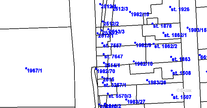 Parcela st. 7647 v KÚ Beroun, Katastrální mapa