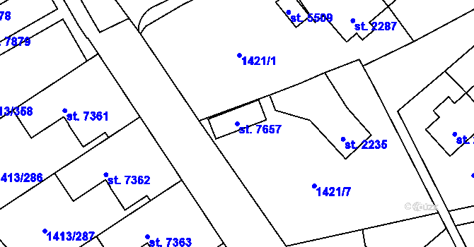 Parcela st. 7657 v KÚ Beroun, Katastrální mapa