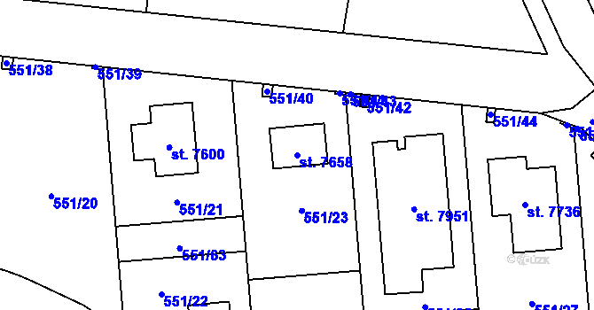 Parcela st. 7658 v KÚ Beroun, Katastrální mapa