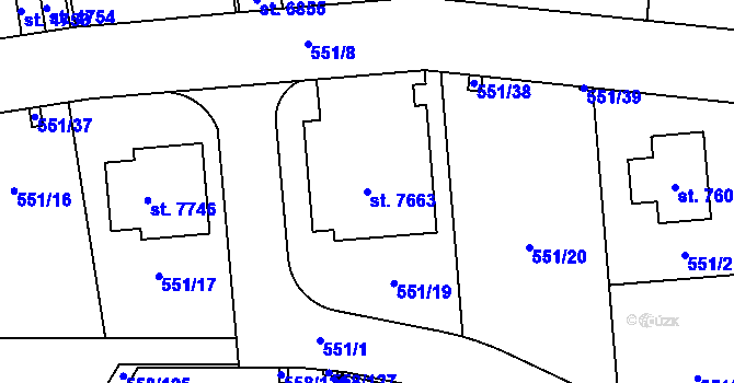 Parcela st. 7663 v KÚ Beroun, Katastrální mapa