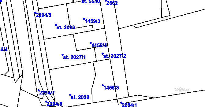 Parcela st. 2027/2 v KÚ Beroun, Katastrální mapa