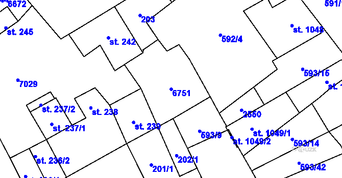 Parcela st. 6751 v KÚ Beroun, Katastrální mapa