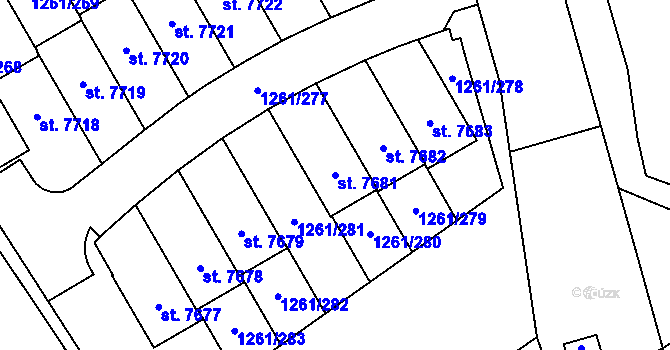 Parcela st. 7681 v KÚ Beroun, Katastrální mapa