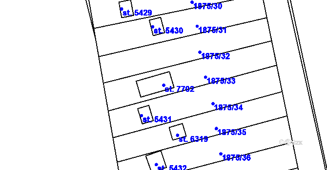 Parcela st. 7702 v KÚ Beroun, Katastrální mapa