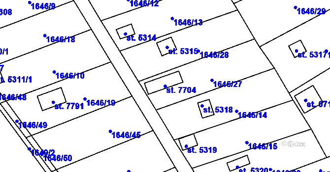 Parcela st. 7704 v KÚ Beroun, Katastrální mapa