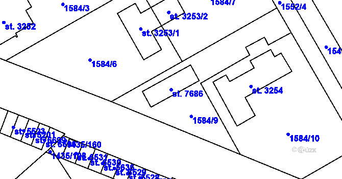 Parcela st. 7686 v KÚ Beroun, Katastrální mapa