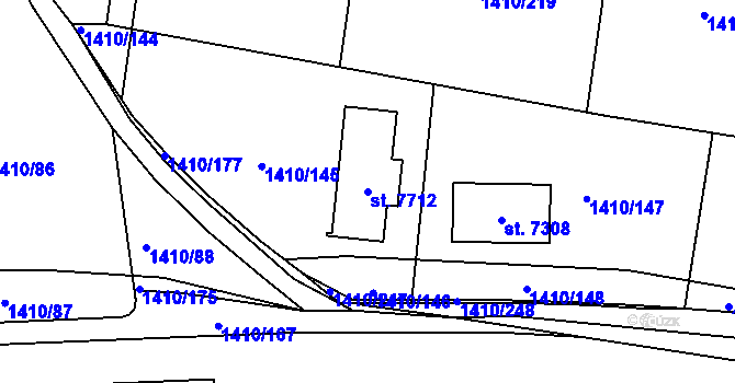 Parcela st. 7712 v KÚ Beroun, Katastrální mapa