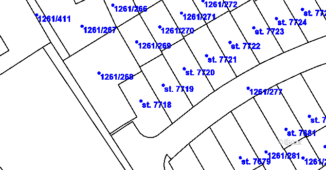 Parcela st. 7719 v KÚ Beroun, Katastrální mapa