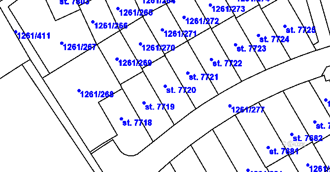 Parcela st. 7720 v KÚ Beroun, Katastrální mapa