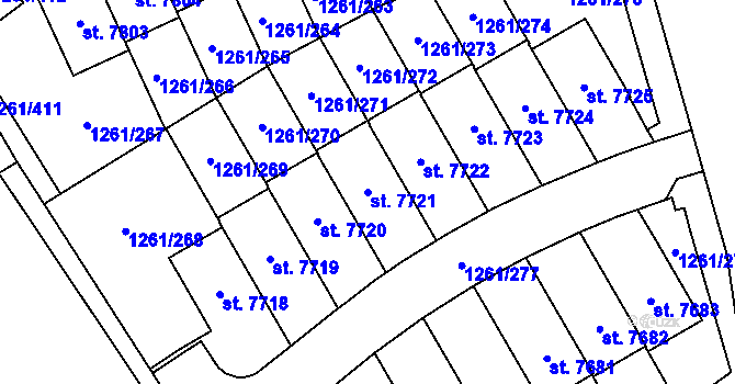Parcela st. 7721 v KÚ Beroun, Katastrální mapa