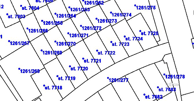 Parcela st. 7722 v KÚ Beroun, Katastrální mapa