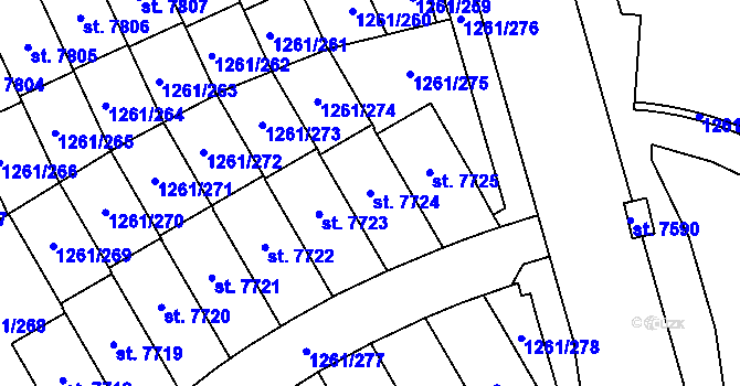 Parcela st. 7724 v KÚ Beroun, Katastrální mapa