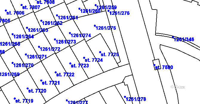 Parcela st. 7725 v KÚ Beroun, Katastrální mapa