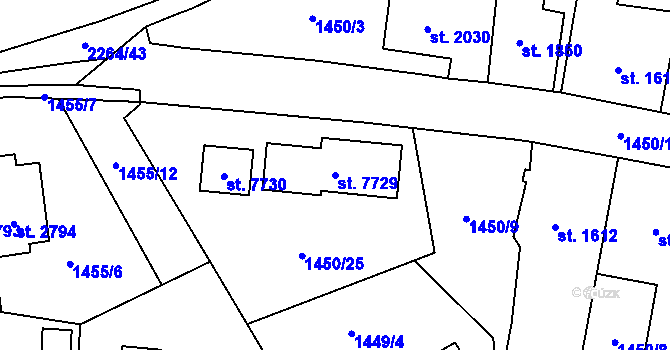 Parcela st. 7729 v KÚ Beroun, Katastrální mapa