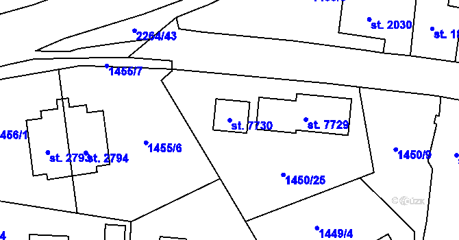 Parcela st. 7730 v KÚ Beroun, Katastrální mapa