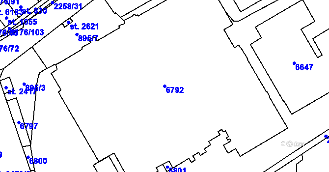 Parcela st. 6792 v KÚ Beroun, Katastrální mapa