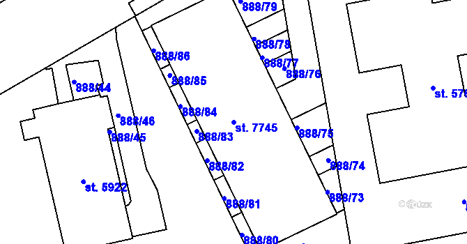 Parcela st. 7745 v KÚ Beroun, Katastrální mapa
