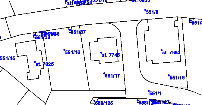 Parcela st. 7746 v KÚ Beroun, Katastrální mapa