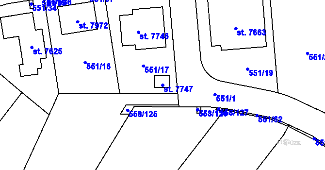 Parcela st. 7747 v KÚ Beroun, Katastrální mapa