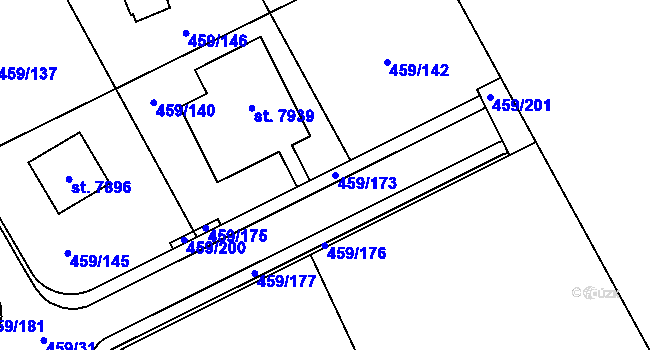 Parcela st. 459/173 v KÚ Beroun, Katastrální mapa