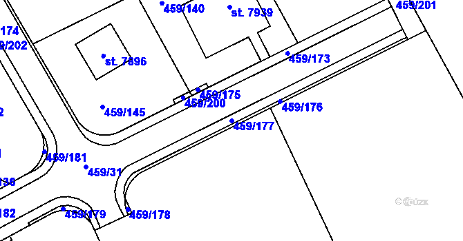 Parcela st. 459/177 v KÚ Beroun, Katastrální mapa