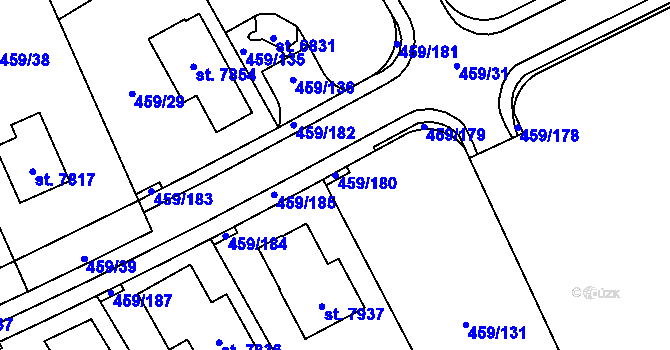 Parcela st. 459/180 v KÚ Beroun, Katastrální mapa