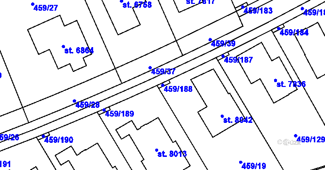 Parcela st. 459/188 v KÚ Beroun, Katastrální mapa