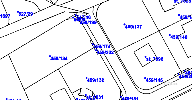 Parcela st. 459/202 v KÚ Beroun, Katastrální mapa