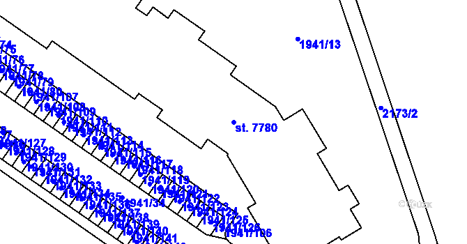 Parcela st. 7780 v KÚ Beroun, Katastrální mapa