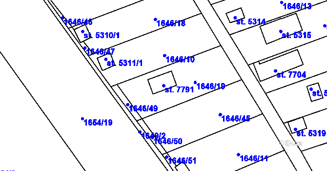 Parcela st. 7791 v KÚ Beroun, Katastrální mapa