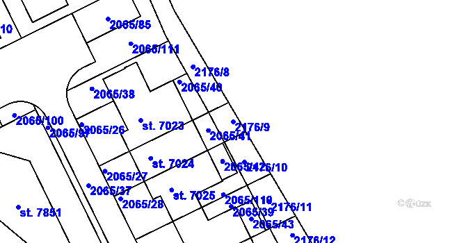 Parcela st. 2176/9 v KÚ Beroun, Katastrální mapa