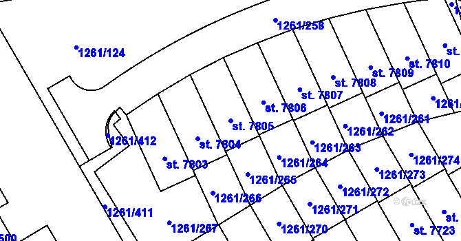 Parcela st. 7805 v KÚ Beroun, Katastrální mapa