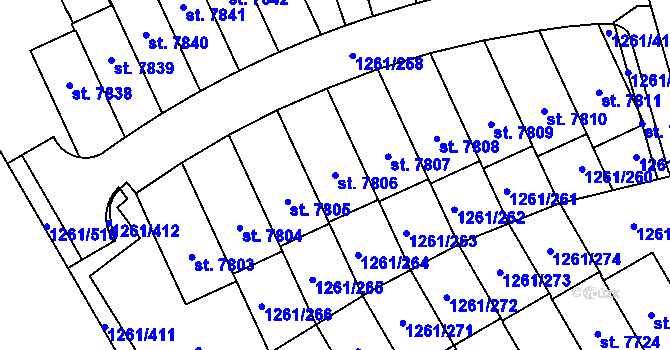 Parcela st. 7806 v KÚ Beroun, Katastrální mapa