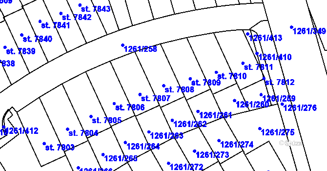 Parcela st. 7808 v KÚ Beroun, Katastrální mapa