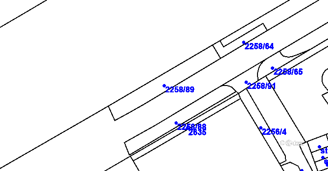 Parcela st. 2258/89 v KÚ Beroun, Katastrální mapa