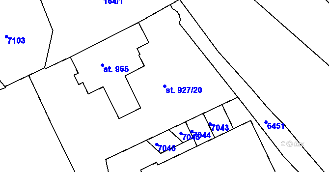 Parcela st. 927/20 v KÚ Beroun, Katastrální mapa