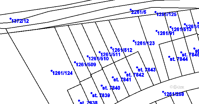 Parcela st. 1261/511 v KÚ Beroun, Katastrální mapa