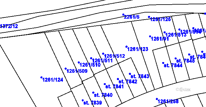 Parcela st. 1261/512 v KÚ Beroun, Katastrální mapa